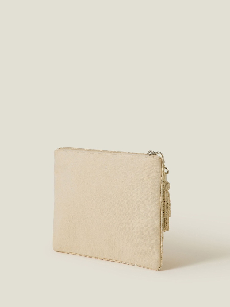 Accessorize Natural Bridal Embellished Zip Clutch Bag - Image 2 of 4