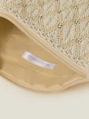 Accessorize Natural Bridal Embellished Zip Clutch Bag - Image 4 of 4