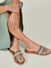 Accessorize Black Strappy Bead Sandals - Image 1 of 3