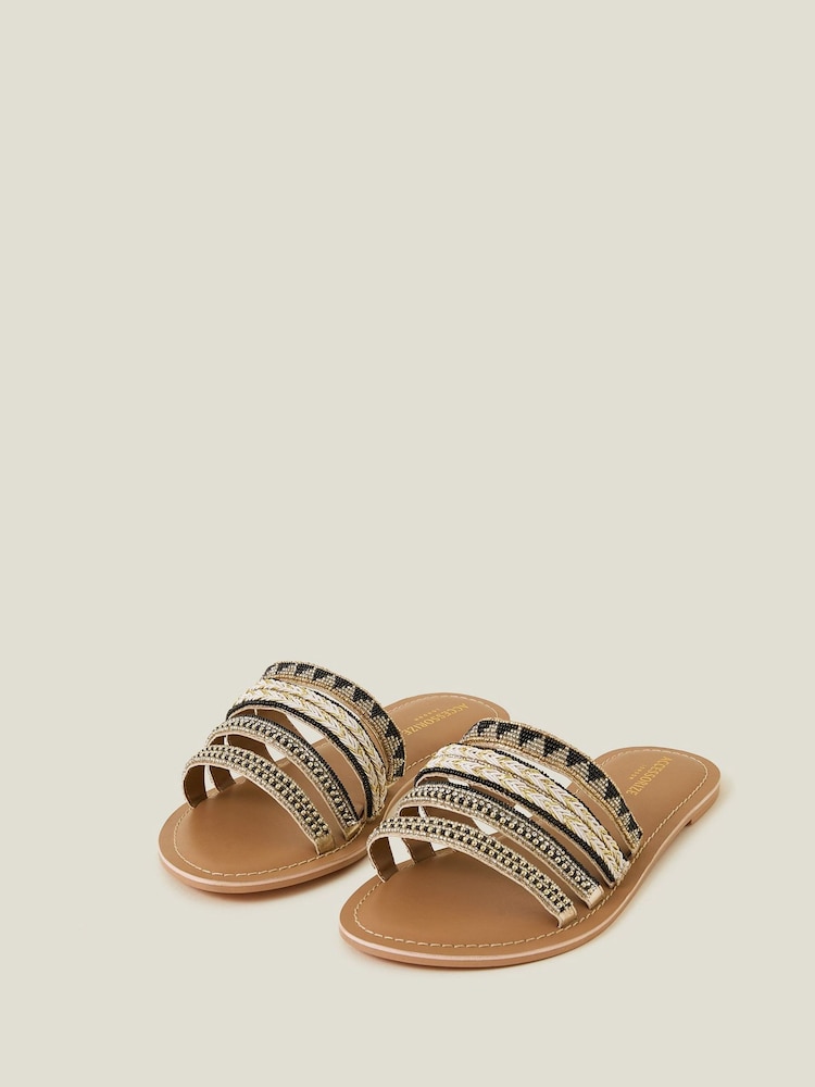 Accessorize Black Strappy Bead Sandals - Image 2 of 3