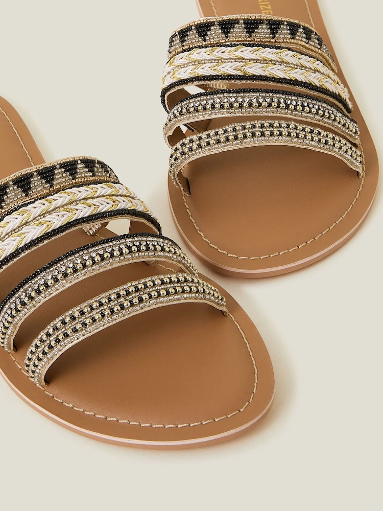 Accessorize Black Strappy Bead Sandals - Image 3 of 3 Accessorize Black Strappy Bead Sandals - Image 3 of 3