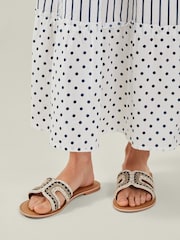 Accessorize Black Wide Fit Cut-Out Bead Slide Sandals - Image 1 of 3