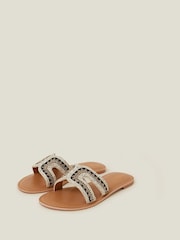 Accessorize Black Wide Fit Cut-Out Bead Slide Sandals - Image 2 of 3
