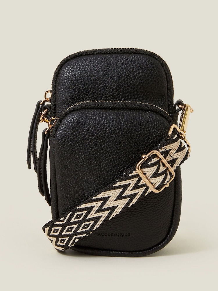 Accessorize Black Webbing Strap Phone Bag - Image 1 of 2