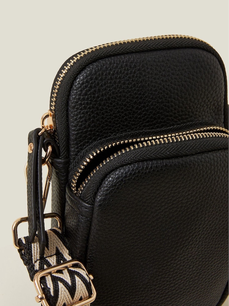 Accessorize Black Webbing Strap Phone Bag - Image 2 of 2