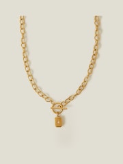 Accessorize Gold 14ct Plated T-Bar Star Pendant Necklace - Image 1 of 2