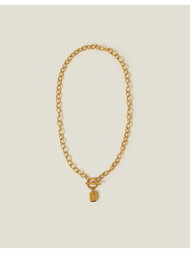 Accessorize Gold 14ct Plated T-Bar Star Pendant Necklace - Image 2 of 2
