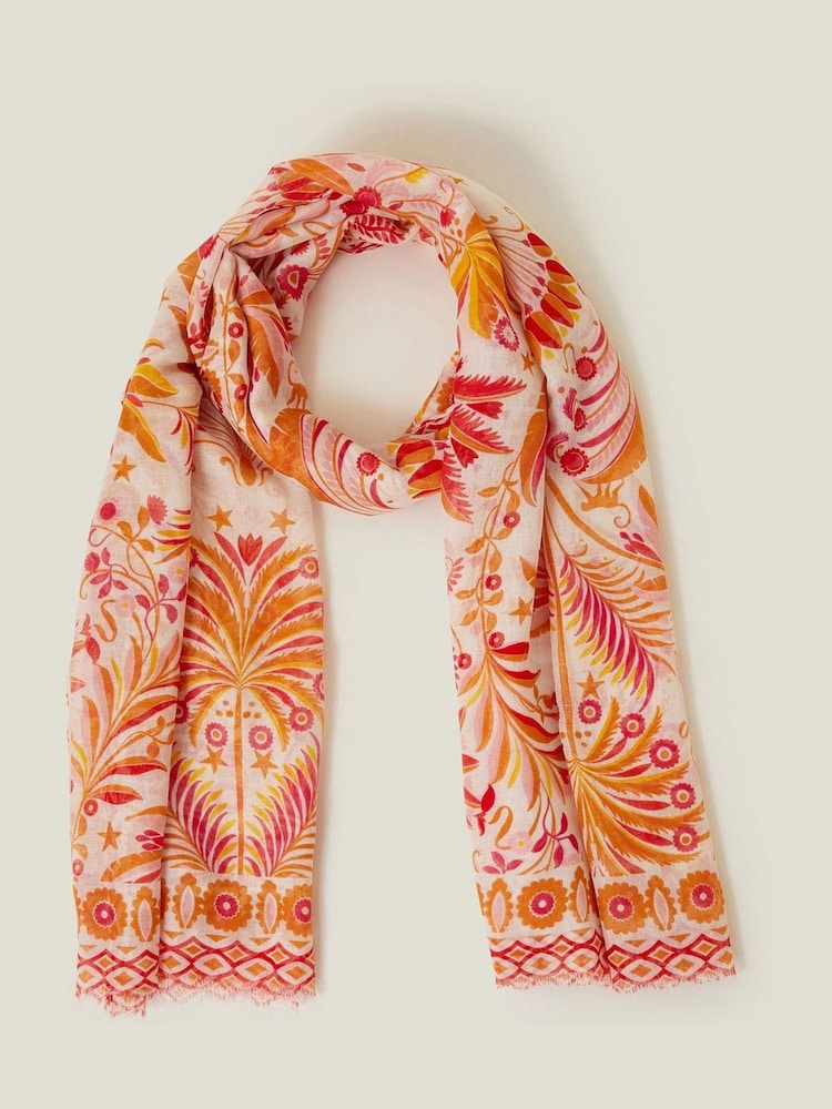 Accessorize Natural Lightweight Palm Print Scarf - Image 1 of 2
