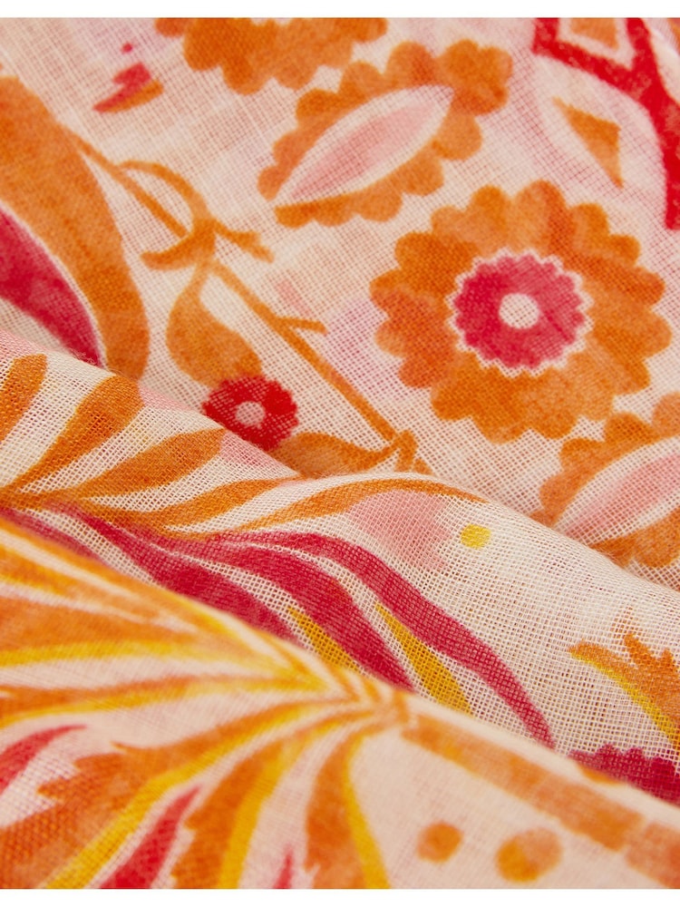 Accessorize Natural Lightweight Palm Print Scarf - Image 2 of 2 Accessorize Natural Lightweight Palm Print Scarf - Image 2 of 2