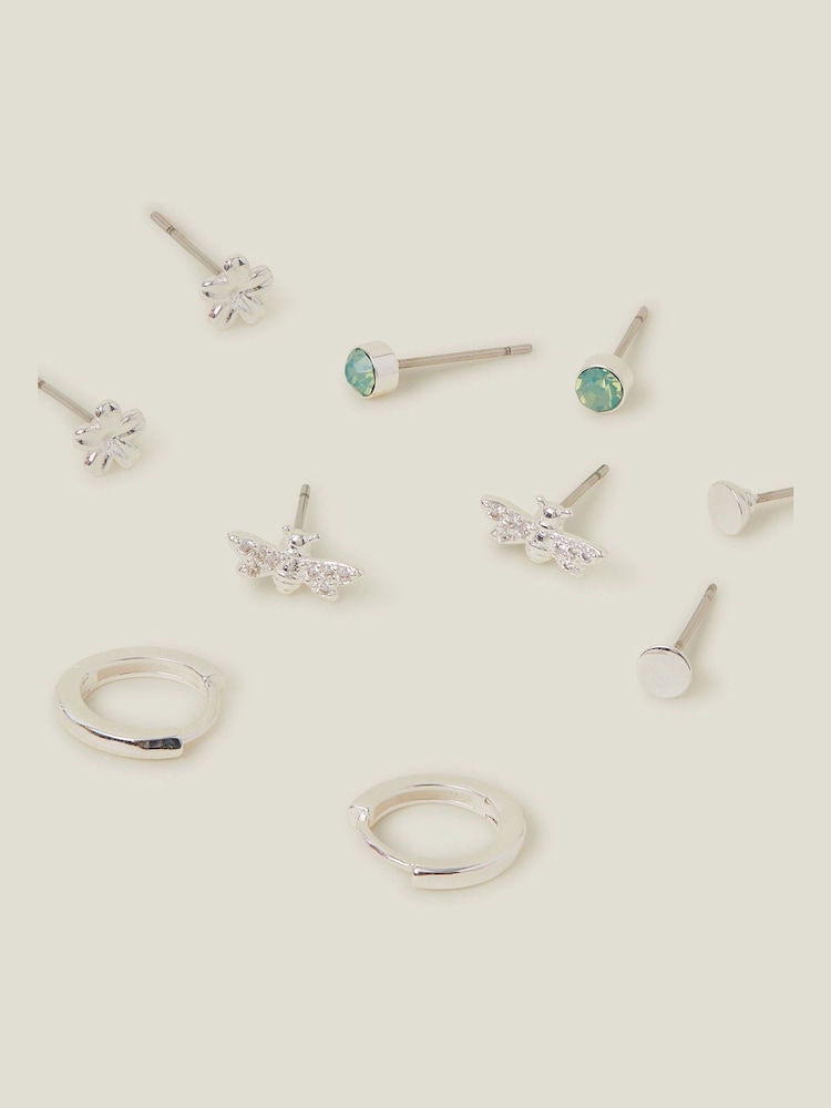 Accessorize Silver Sterling Plated Bee Stud and Hoop Earrings 5 Pack - Image 1 of 3 Accessorize Silver Sterling Plated Bee Stud and Hoop Earrings 5 Pack - Image 1 of 3