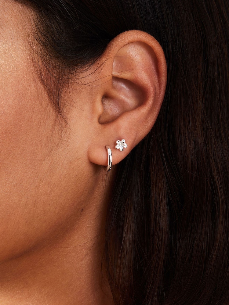 Accessorize Silver Sterling Plated Bee Stud and Hoop Earrings 5 Pack - Image 3 of 3