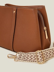 Accessorize Brown Faux Leather Webbing Strap Cross-Body Bag - Image 3 of 4