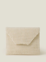 Accessorize Natural Bridal Pearl Envelope Clutch Bag - Image 1 of 4