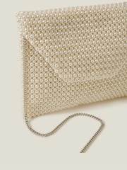 Accessorize Natural Bridal Pearl Envelope Clutch Bag - Image 3 of 4