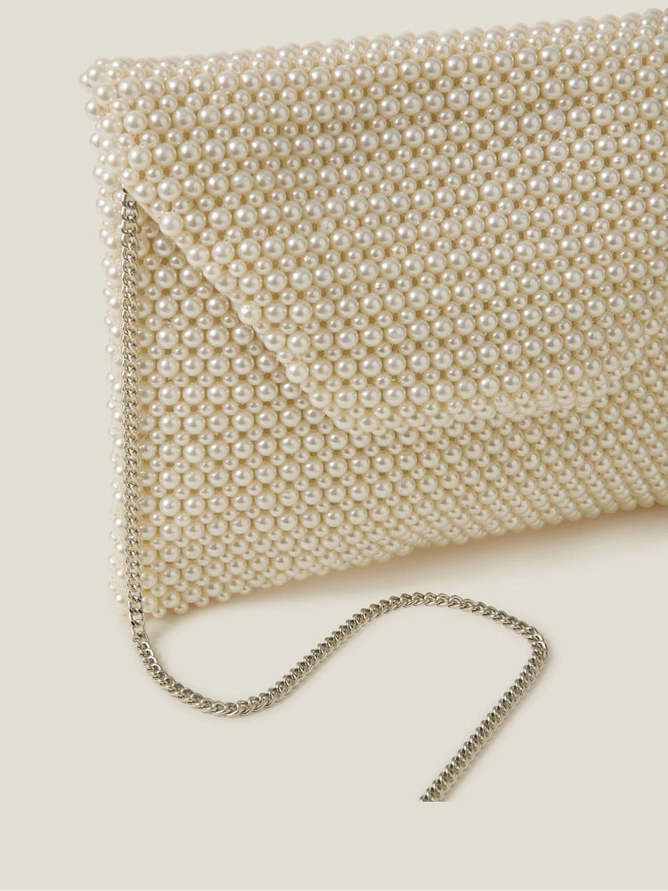 Accessorize Natural Bridal Pearl Envelope Clutch Bag - Image 3 of 4