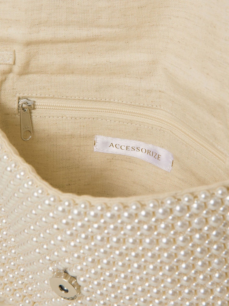 Accessorize Natural Bridal Pearl Envelope Clutch Bag - Image 4 of 4