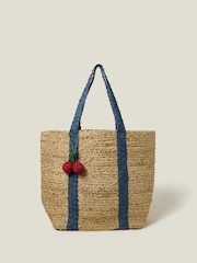 Accessorize Natural Denim Strap Jute Shoulder Bag - Image 1 of 2