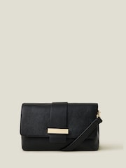 Accessorize Black Leather Metal Bar Cross-Body Bag - Image 1 of 4