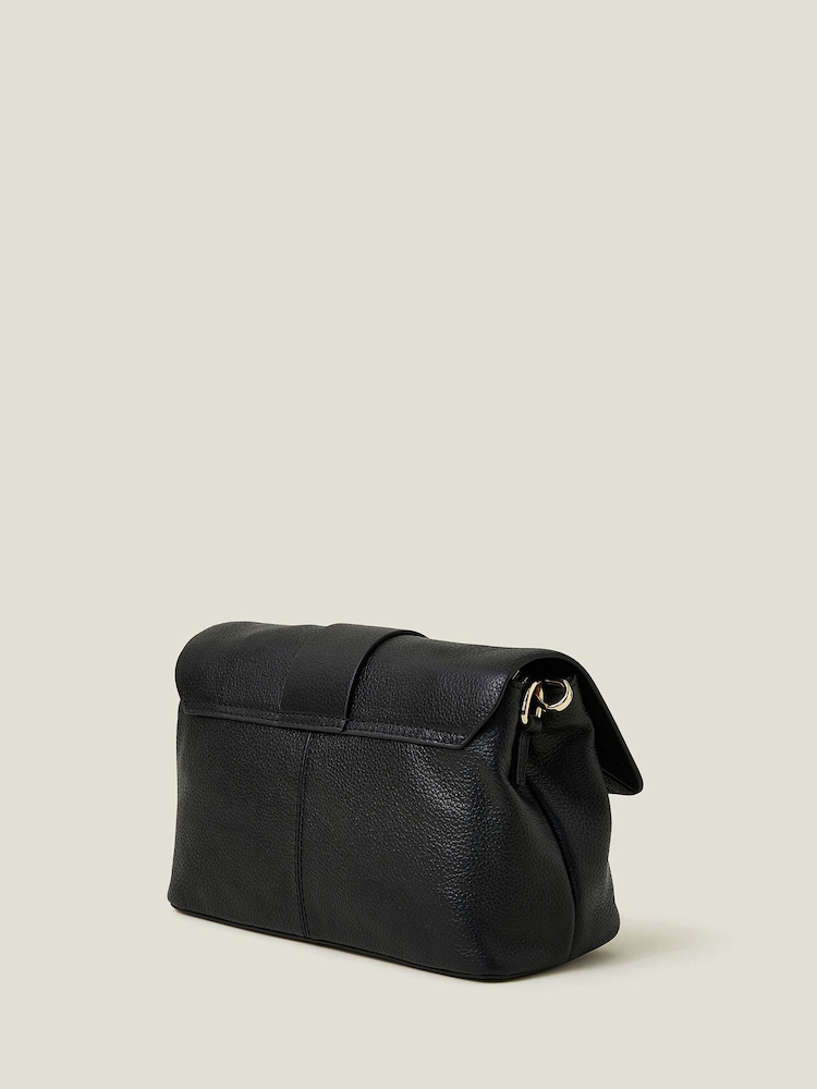 Accessorize Black Leather Metal Bar Cross-Body Bag - Image 2 of 4