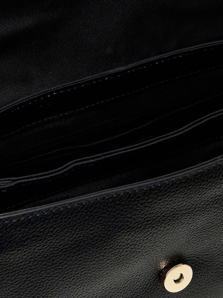 Accessorize Black Leather Metal Bar Cross-Body Bag - Image 4 of 4