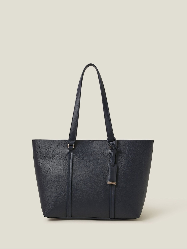 Accessorize Blue Faux Leather Tote Bag - Image 1 of 2