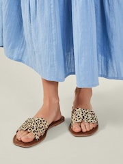 Accessorize Animal Cut-Out Leopard Print Slide Sandals - Image 1 of 4