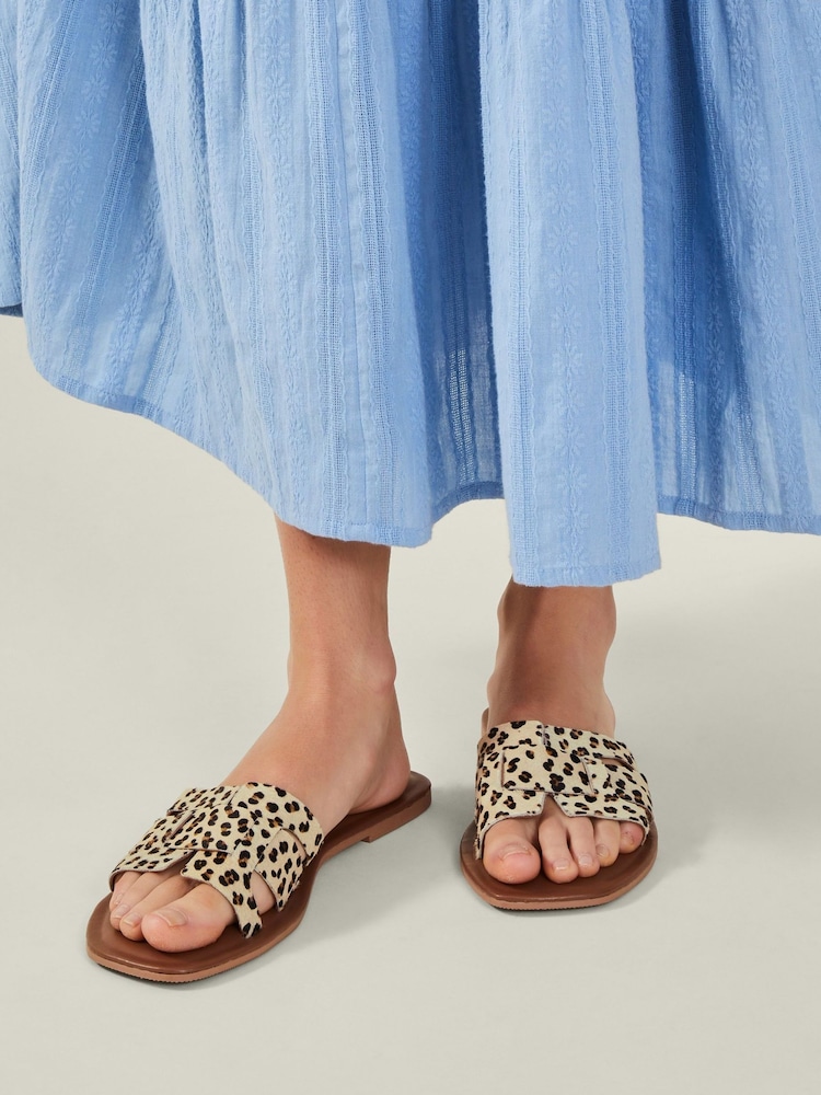 Accessorize Animal Cut-Out Leopard Print Slide Sandals - Image 1 of 4