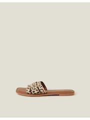 Accessorize Animal Cut-Out Leopard Print Slide Sandals - Image 3 of 4
