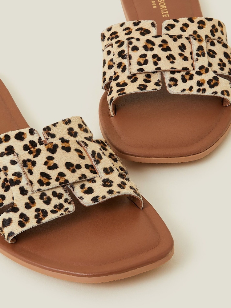 Accessorize Animal Cut-Out Leopard Print Slide Sandals - Image 4 of 4