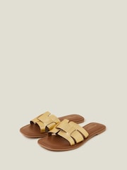 Accessorize Gold Metallic Leather Cut-Out Slide Sandals - Image 2 of 3