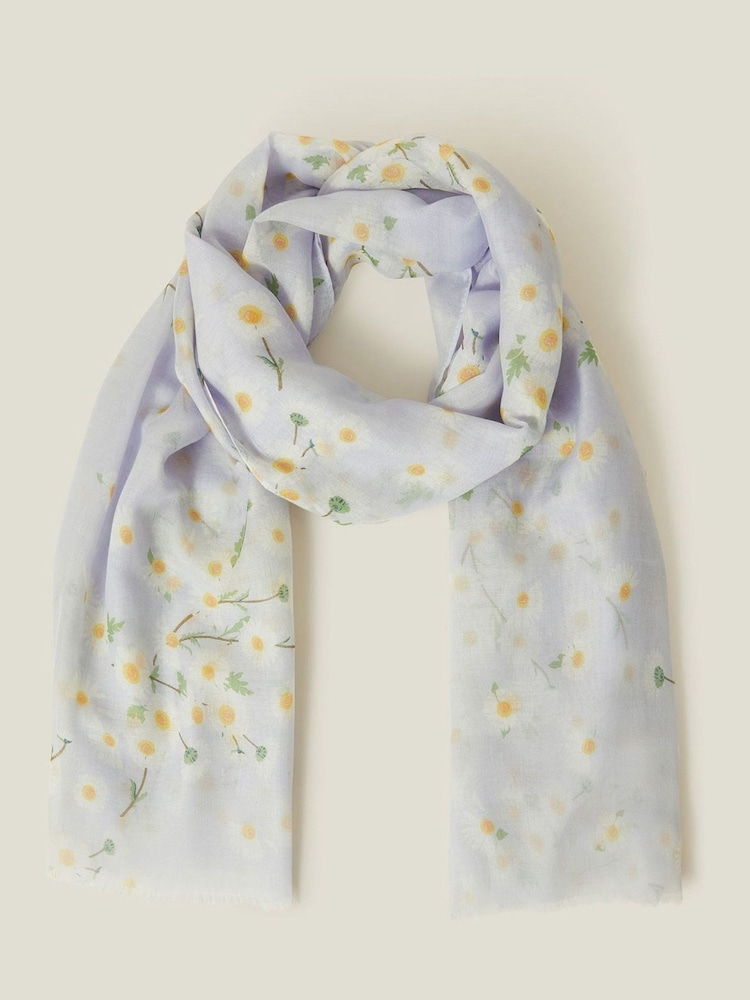 Accessorize Blue Lightweight Daisy Print Scarf - Image 1 of 2