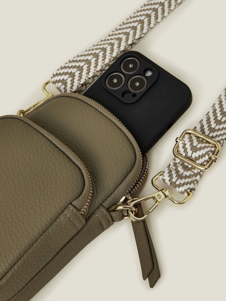 Accessorize Green Webbing Strap Phone Bag - Image 2 of 2