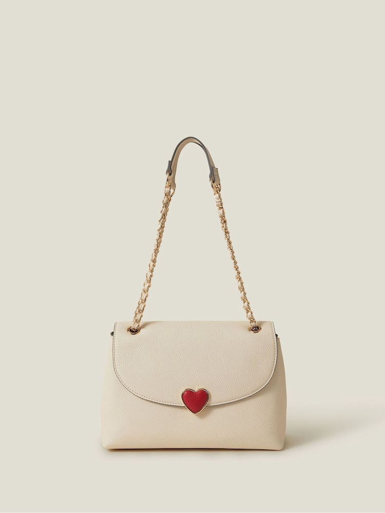 Accessorize Cream Heart Shoulder Bag - Image 1 of 2 Accessorize Cream Heart Shoulder Bag - Image 1 of 2