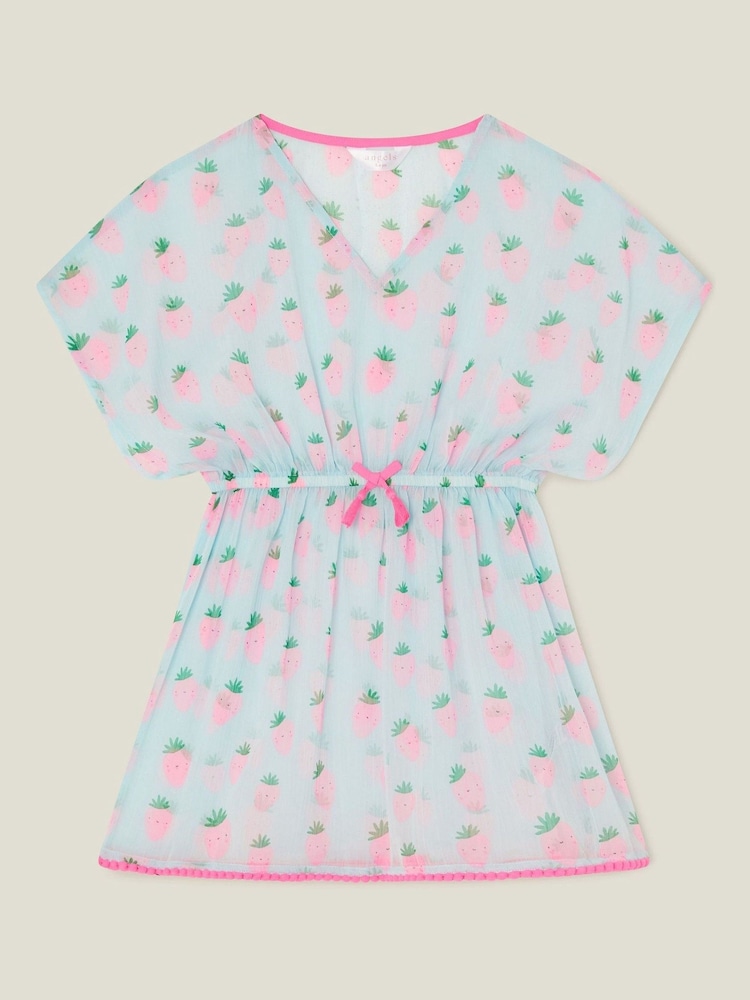 Angels By Accessorize Blue Girls Strawberry Print Kaftan - Image 1 of 2
