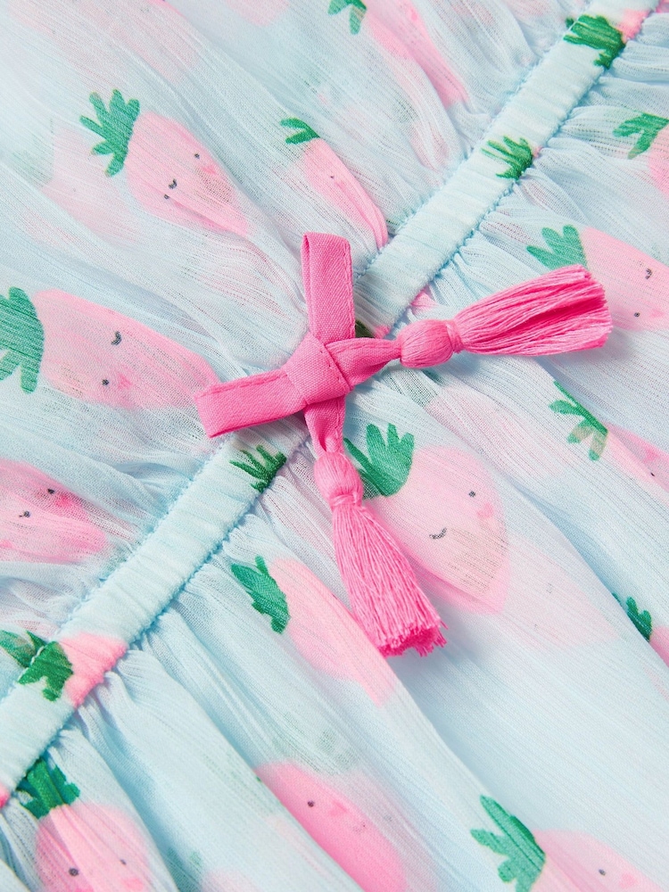 Angels By Accessorize Blue Girls Strawberry Print Kaftan - Image 2 of 2