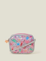 Angels By Accessorize Grey Girls Beach Print Confetti Cross-Body Bag - Image 1 of 2