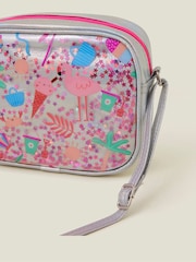 Angels By Accessorize Grey Girls Beach Print Confetti Cross-Body Bag - Image 2 of 2