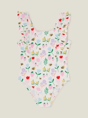 Angels By Accessorize White/Green Girls Floral Print Swimsuit - Image 2 of 4