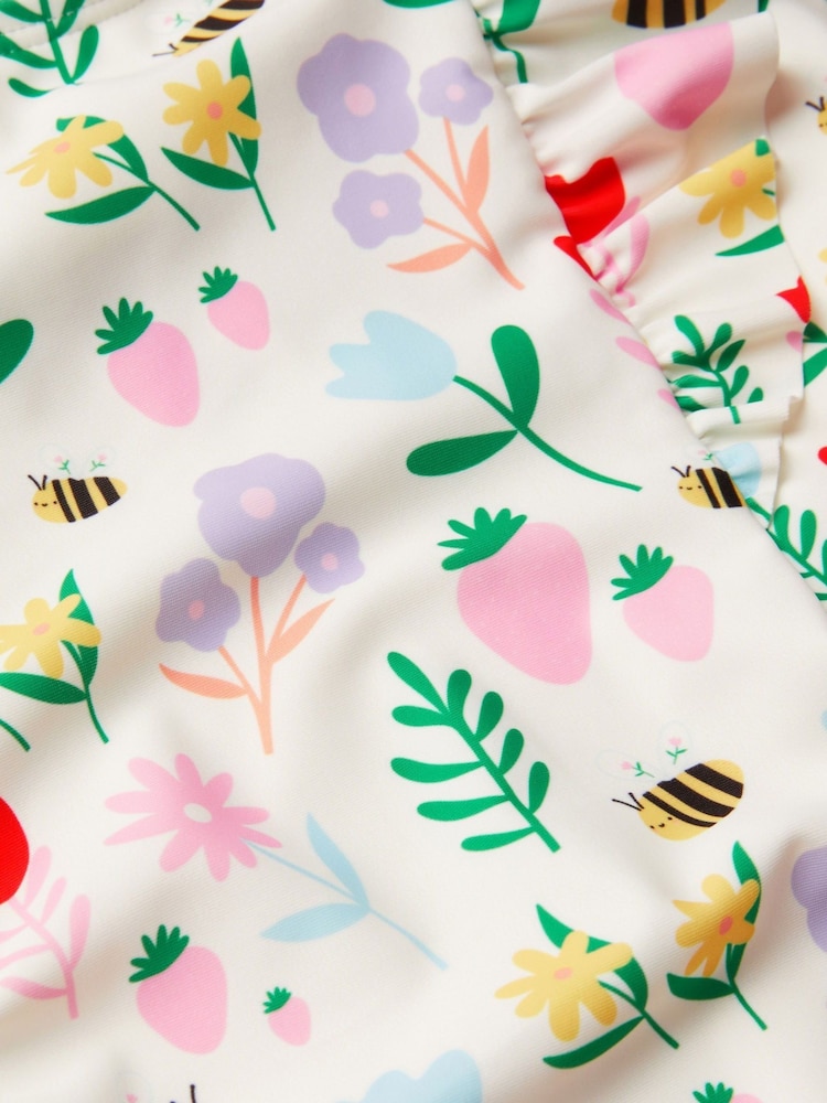 Angels By Accessorize White/Green Girls Floral Print Swimsuit - Image 4 of 4