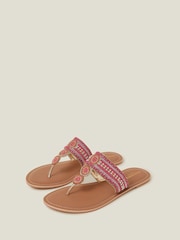 Accessorize Pink Decorative Bead Circle Flip Flop Sandals - Image 2 of 3