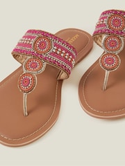 Accessorize Pink Decorative Bead Circle Flip Flop Sandals - Image 3 of 3