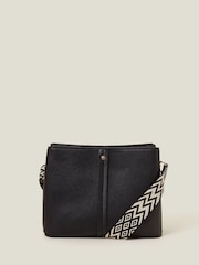 Accessorize Black Faux Leather Webbing Strap Cross-Body Bag - Image 1 of 1
