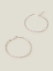 Accessorize Silver Sterling Silver Plated Twist Hoop Earrings - Image 2 of 2