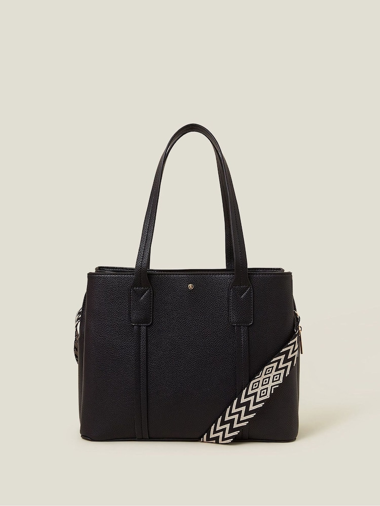 Accessorize Black Webbing Strap Tote Bag - Image 1 of 2