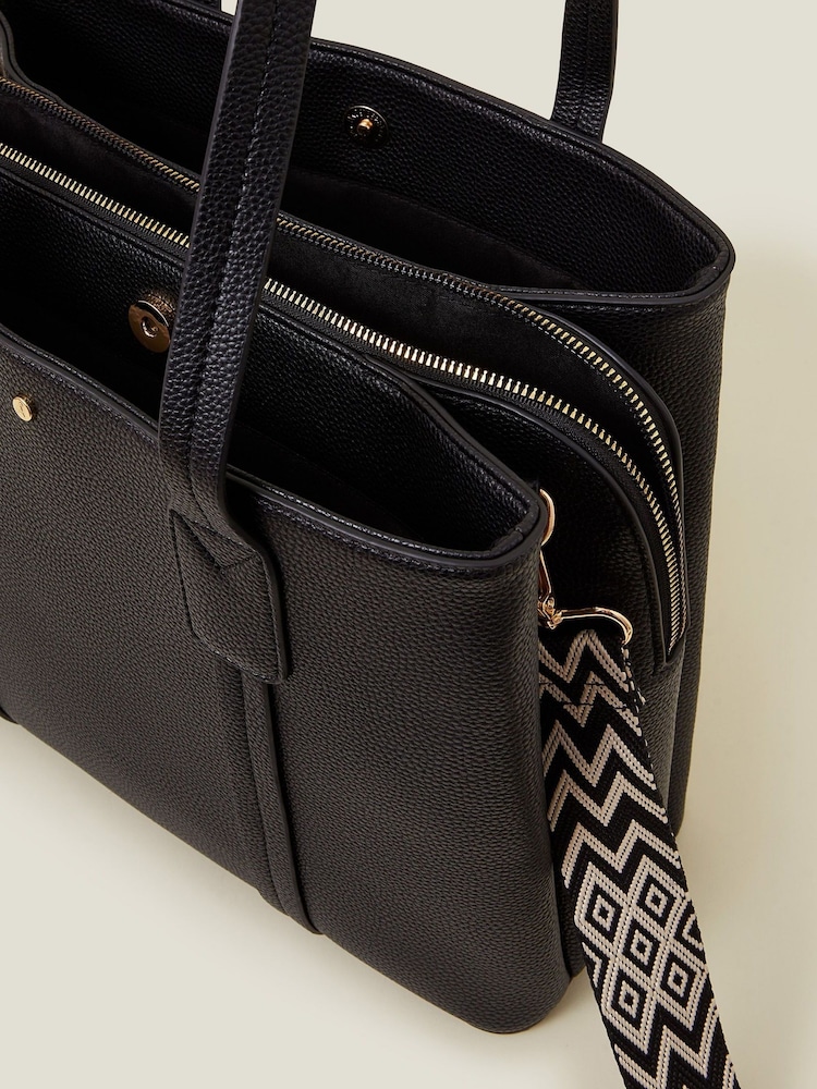 Accessorize Black Webbing Strap Tote Bag - Image 2 of 2
