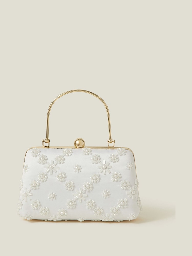 Accessorize Natural Bridal Embellished Top Handle Bag - Image 1 of 2