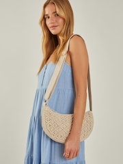 Accessorize Natural Macrame Sling Cross-Body Bag - Image 3 of 3