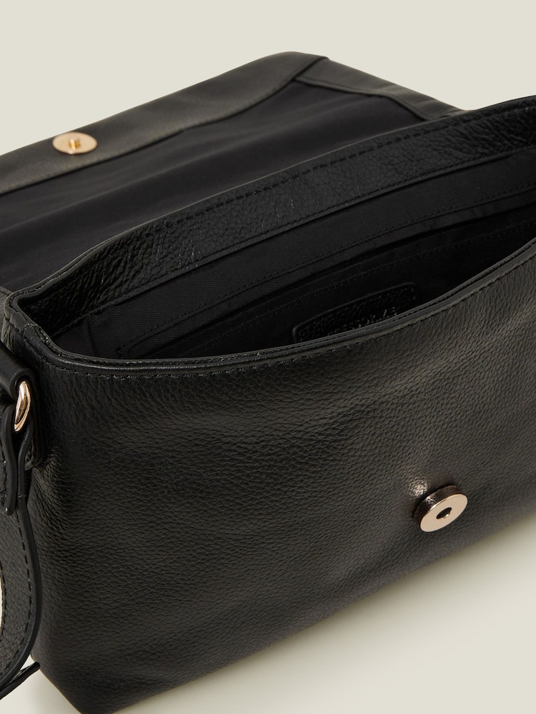 Accessorize Black Woven Leather Cross-Body Bag - Image 2 of 2
