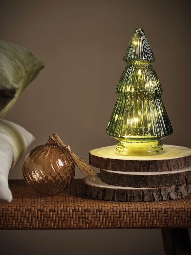 Lumineo Green Mini Glass LED Christmas Tree - Image 1 of 3 Lumineo Green Mini Glass LED Christmas Tree - Image 1 of 3