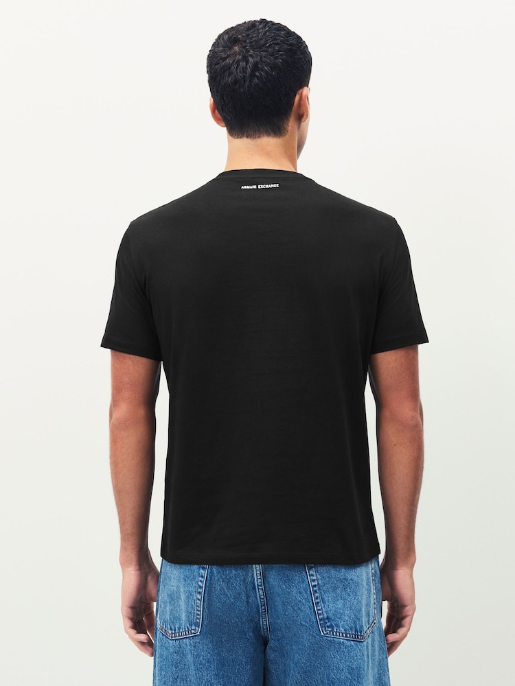 Armani Exchange Regular Fit Logo Black T-Shirt - Image 2 of 4 Armani Exchange Regular Fit Logo Black T-Shirt - Image 2 of 4
